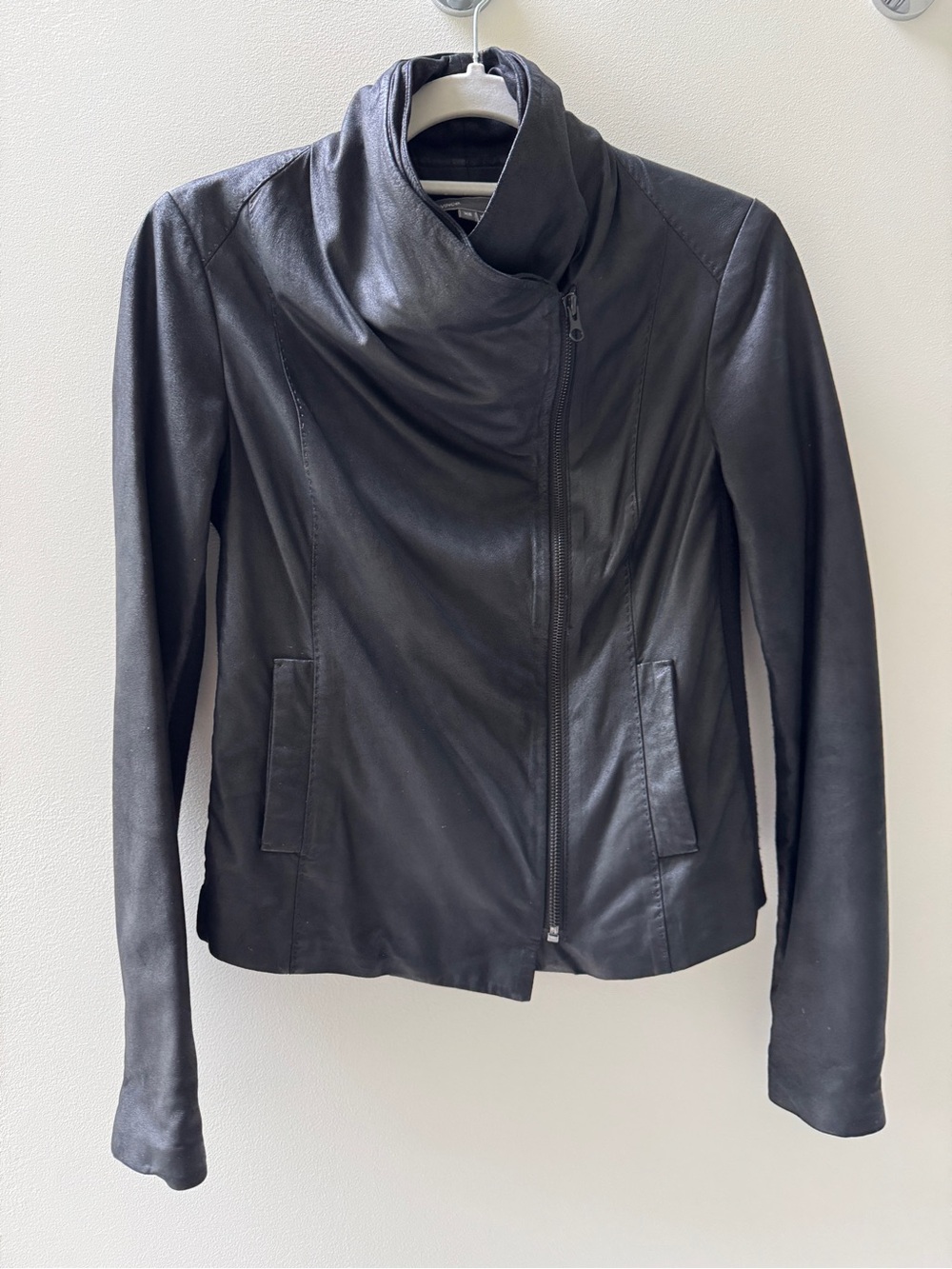 Vince Black Asymmetrical Leather Jacket